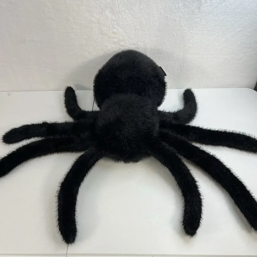 Cynthia Rowley Spider Black Pillow Halloween Faux Fur‎ Decor 9X17 Plush Curious